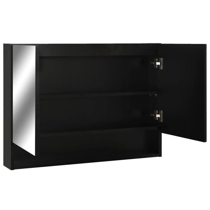 Dulap de baie cu oglindă și LED-uri, negru, 80x15x60 cm, MDF - WALTI WALTI
