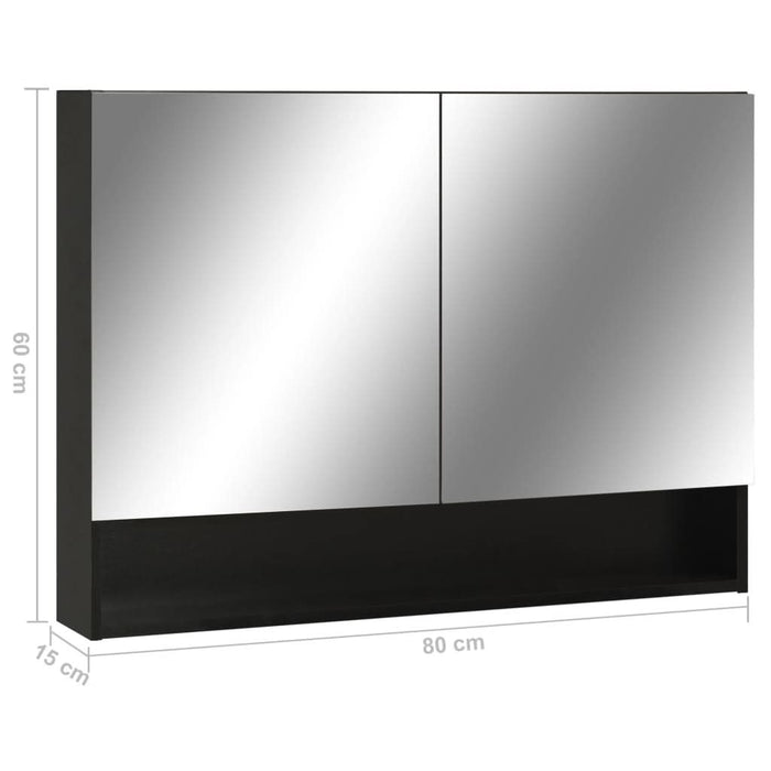 Dulap de baie cu oglindă și LED-uri, negru, 80x15x60 cm, MDF - WALTI WALTI
