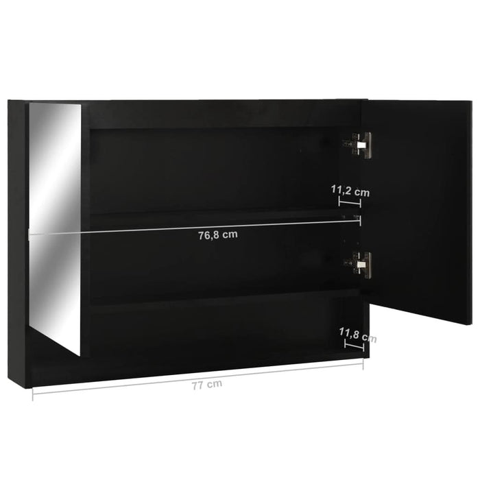 Dulap de baie cu oglindă și LED-uri, negru, 80x15x60 cm, MDF - WALTI WALTI