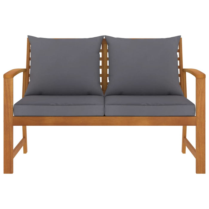 Bancă de grădină cu pernă gri închis 120cm lemn masiv de acacia - WALTI WALTI