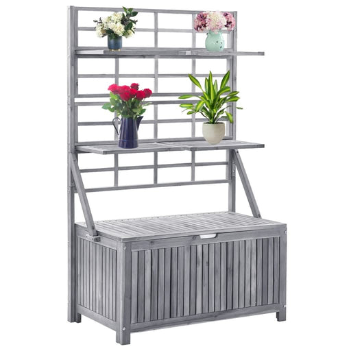 Cutie depozitare cu spalier, gri 99x55x160 cm lemn masiv acacia - WALTI WALTI