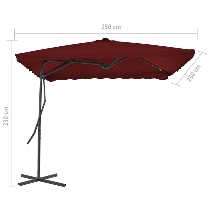 Umbrelă de exterior cu stâlp din oțel, bordo, 250x250x230 cm - WALTI WALTI