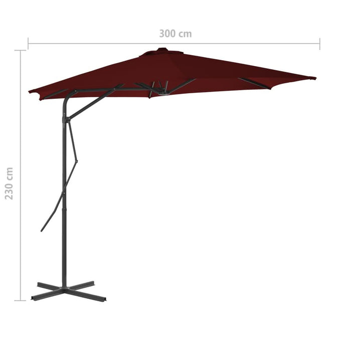Umbrelă de exterior cu stâlp din oțel, bordo, 300x230 cm - WALTI WALTI
