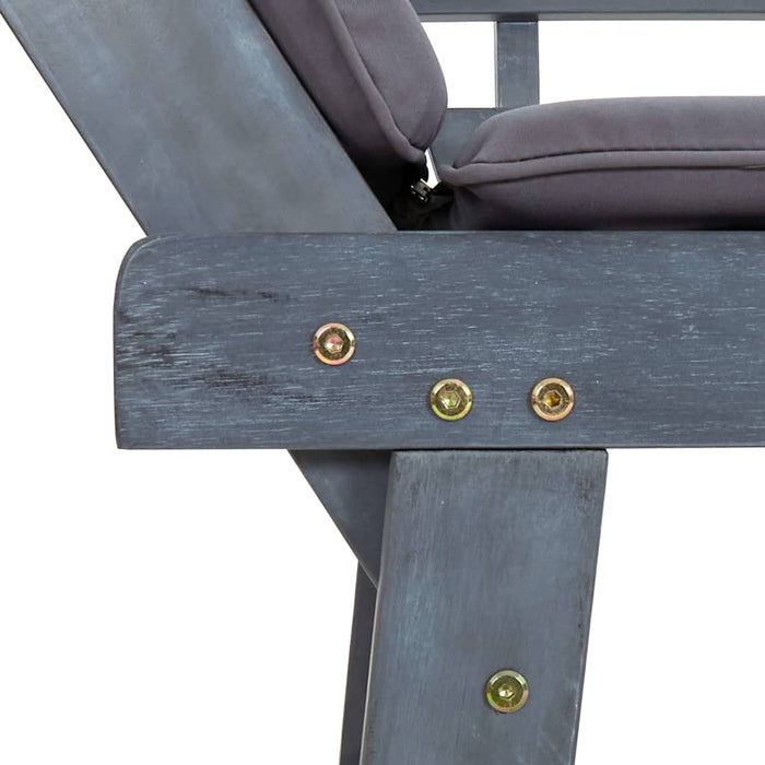 Bancă de grădină cu perne 2-în-1 gri 190 cm lemn masiv acacia - WALTI WALTI