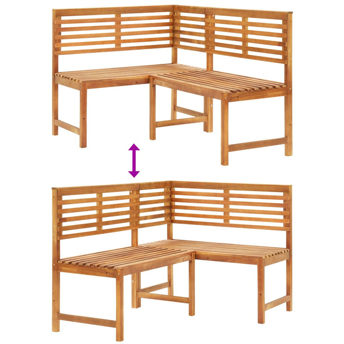 Bancă de colț pentru grădină, 140 cm, lemn masiv de acacia - WALTI WALTI