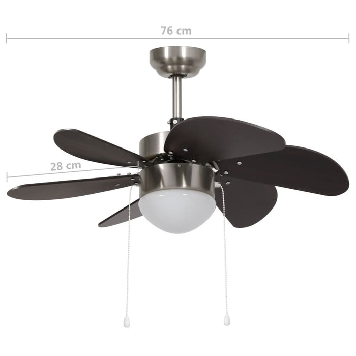 Ventilator de tavan cu iluminare, maro închis, 76 cm - WALTI WALTI