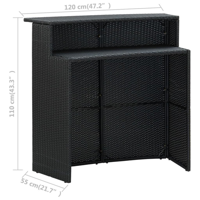 Masă de bar de grădină, negru, 120x55x110 cm, poliratan - WALTI WALTI