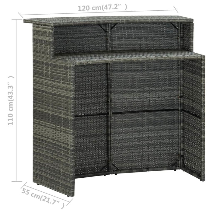 Masă de bar de grădină, gri, 120x55x110 cm, poliratan - WALTI WALTI