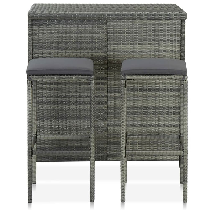 Set mobilier de bar, 3 piese, gri, poliratan - WALTI WALTI
