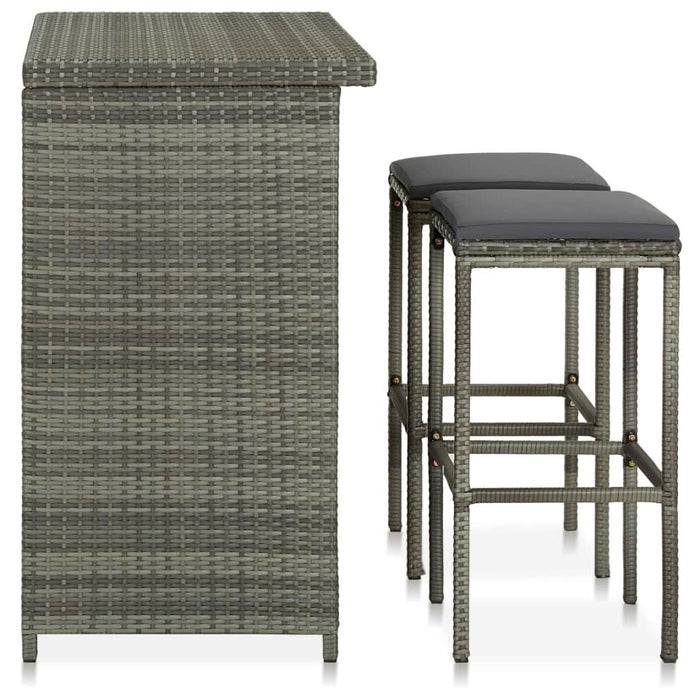 Set mobilier de bar, 3 piese, gri, poliratan - WALTI WALTI