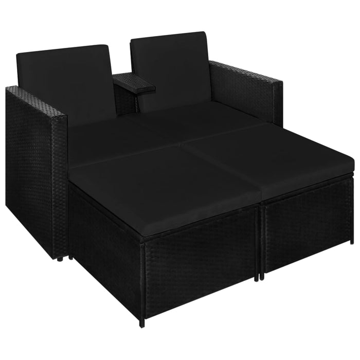 Set mobilier de grădină cu perne, 3 piese, negru, poliratan - WALTI WALTI