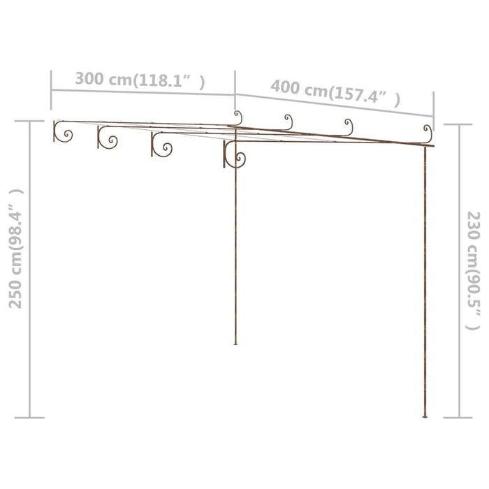 Pergolă de grădină, maro antic, 4x3x2,5 m, fier - WALTI WALTI