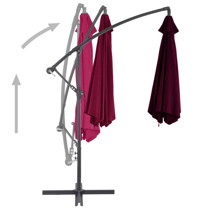 Umbrelă suspendată cu stâlp de aluminiu, roșu bordo, 300 cm - WALTI WALTI