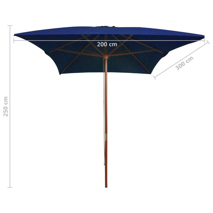 Umbrelă de soare, exterior, stâlp lemn, albastru, 200x300 cm - WALTI WALTI