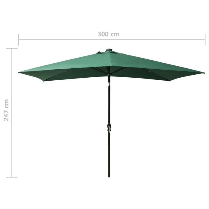 Umbrelă de soare cu stâlp din oțel & LED-uri, verde, 2x3 m - WALTI WALTI