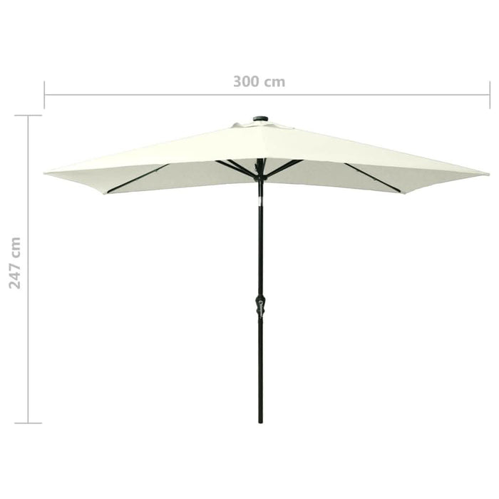 Umbrelă de soare cu stâlp din oțel & LED-uri, nisipiu, 2x3 m - WALTI WALTI