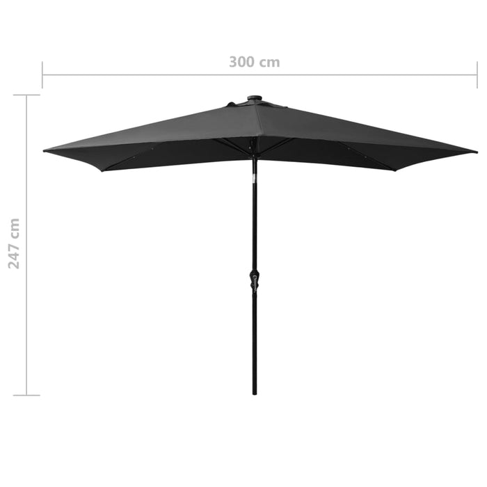 Umbrelă de soare cu LED-uri și stâlp din oțel, antracit, 2x3 m - WALTI WALTI