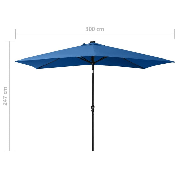 Umbrelă de soare cu stâlp din oțel & LED-uri, albastru, 2x3 m - WALTI WALTI