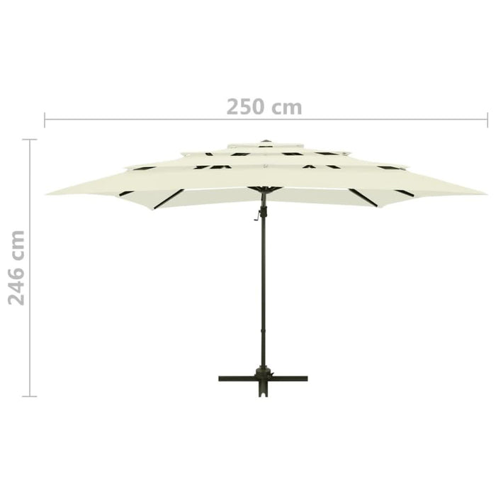 Umbrelă de soare 4 niveluri, stâlp aluminiu, nisipiu 250x250 cm - WALTI WALTI
