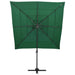 Umbrelă de soare 4 niveluri, stâlp aluminiu, verde, 250x250 cm - WALTI WALTI
