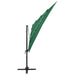 Umbrelă de soare 4 niveluri, stâlp aluminiu, verde, 250x250 cm - WALTI WALTI