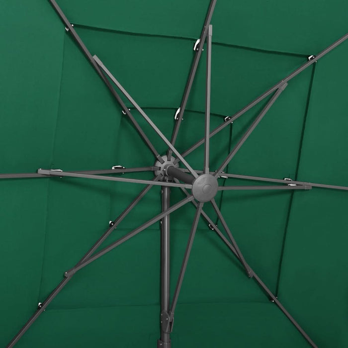 Umbrelă de soare 4 niveluri, stâlp aluminiu, verde, 250x250 cm - WALTI WALTI