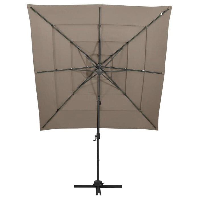 Umbrelă de soare 4 niveluri stâlp aluminiu gri taupe 250x250 cm - WALTI WALTI