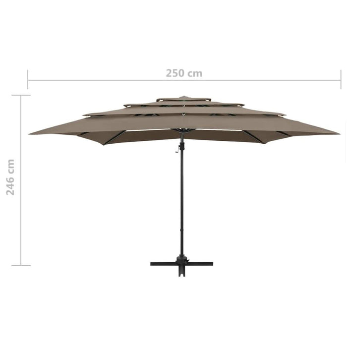 Umbrelă de soare 4 niveluri stâlp aluminiu gri taupe 250x250 cm - WALTI WALTI