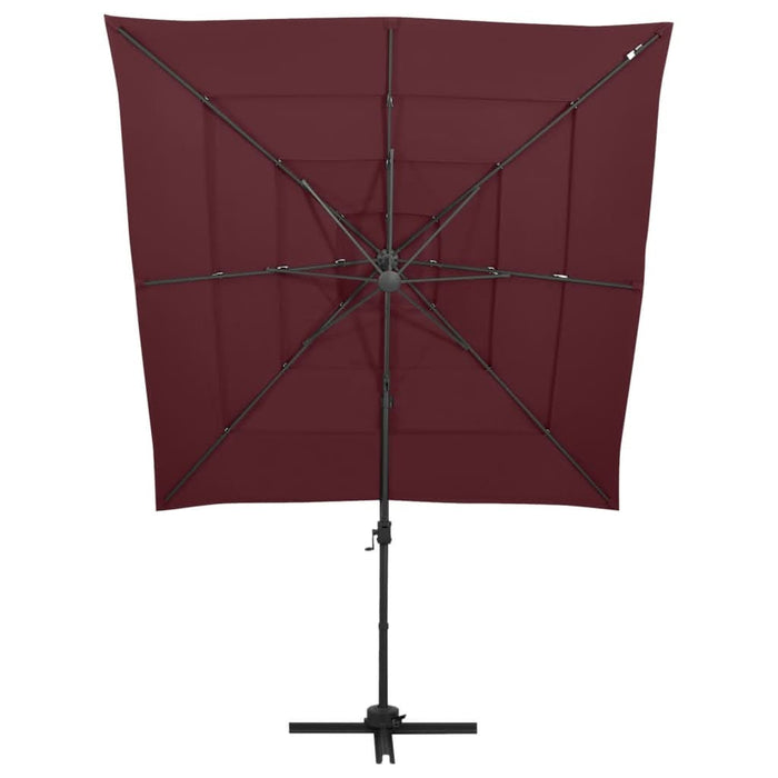 Umbrelă soare 4 niveluri stâlp aluminiu roșu bordo 250x250 cm - WALTI WALTI