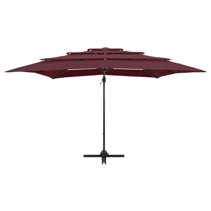 Umbrelă soare 4 niveluri stâlp aluminiu roșu bordo 250x250 cm - WALTI WALTI