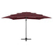 Umbrelă soare 4 niveluri stâlp aluminiu roșu bordo 250x250 cm - WALTI WALTI