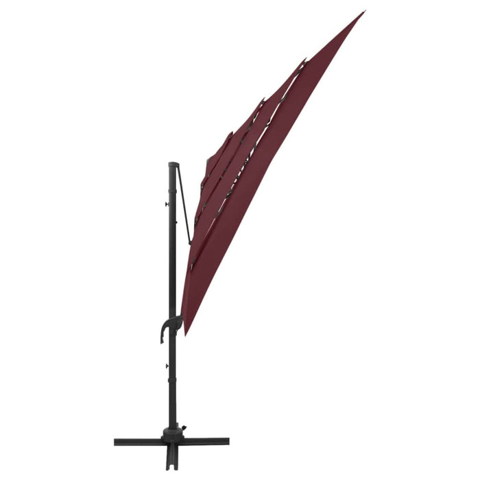 Umbrelă soare 4 niveluri stâlp aluminiu roșu bordo 250x250 cm - WALTI WALTI