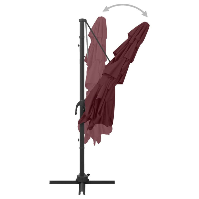 Umbrelă soare 4 niveluri stâlp aluminiu roșu bordo 250x250 cm - WALTI WALTI