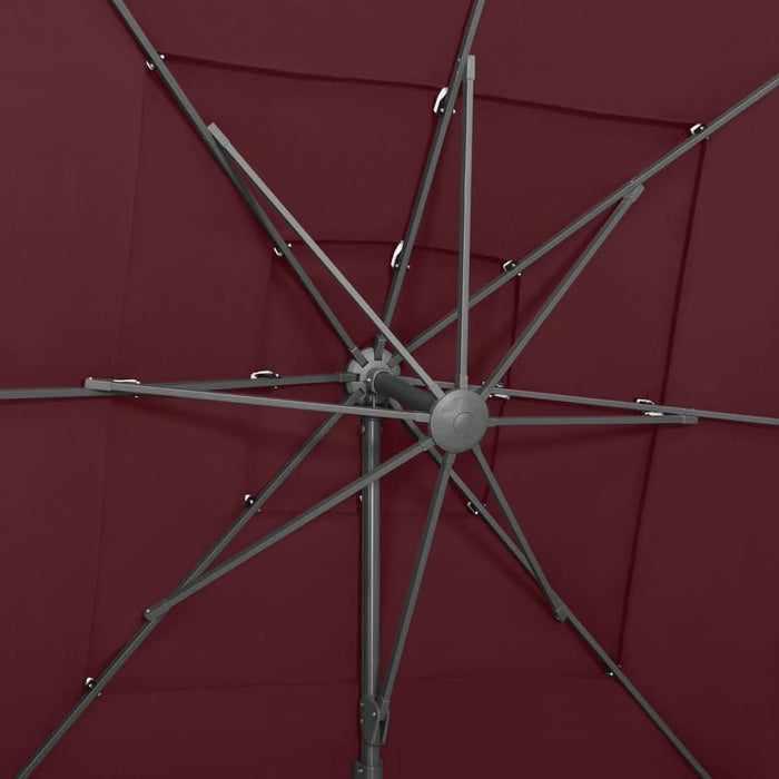 Umbrelă soare 4 niveluri stâlp aluminiu roșu bordo 250x250 cm - WALTI WALTI