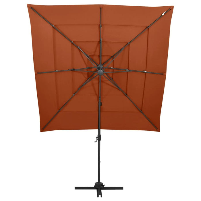 Umbrelă de soare 4 niveluri stâlp aluminiu cărămiziu 250x250 cm - WALTI WALTI