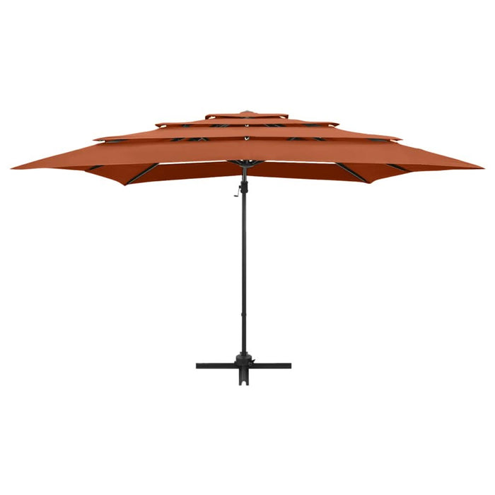 Umbrelă de soare 4 niveluri stâlp aluminiu cărămiziu 250x250 cm - WALTI WALTI