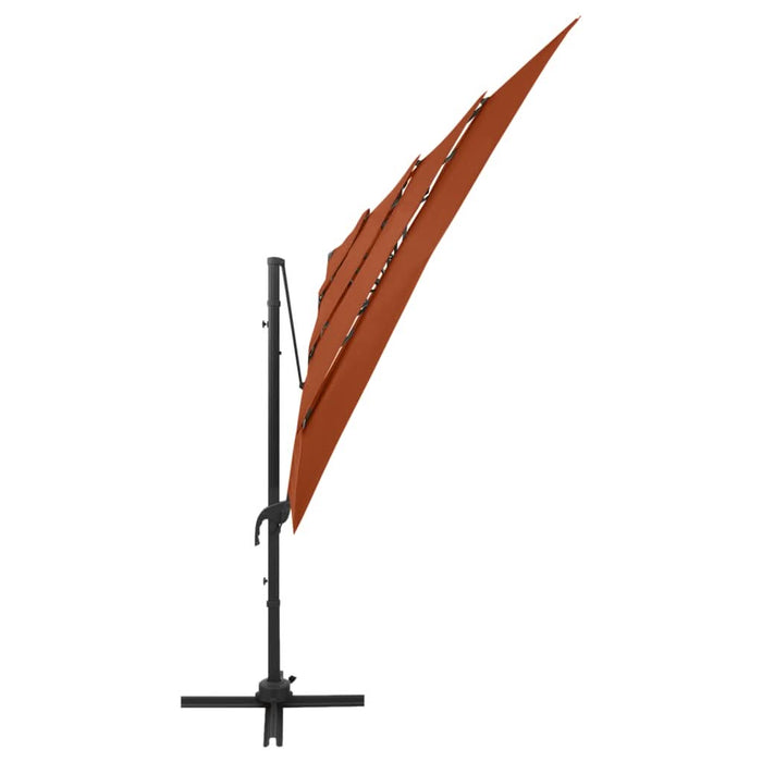 Umbrelă de soare 4 niveluri stâlp aluminiu cărămiziu 250x250 cm - WALTI WALTI