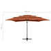 Umbrelă de soare 4 niveluri stâlp aluminiu cărămiziu 250x250 cm - WALTI WALTI
