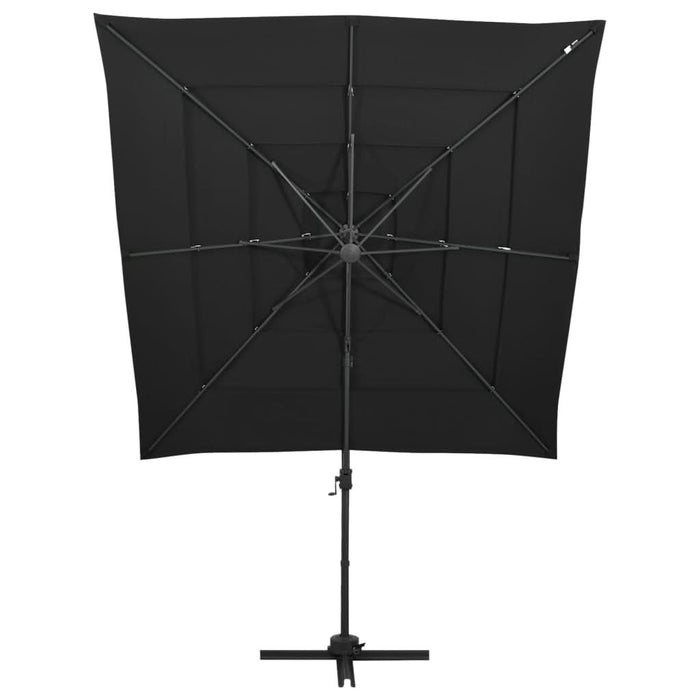 Umbrelă de soare 4 niveluri stâlp aluminiu negru 250x250 cm - WALTI WALTI