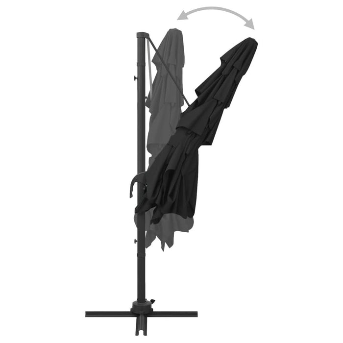 Umbrelă de soare 4 niveluri stâlp aluminiu negru 250x250 cm - WALTI WALTI