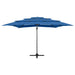 Umbrelă de soare 4 niveluri, stâlp aluminiu, azuriu, 250x250 cm - WALTI WALTI