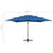 Umbrelă de soare 4 niveluri, stâlp aluminiu, azuriu, 250x250 cm - WALTI WALTI