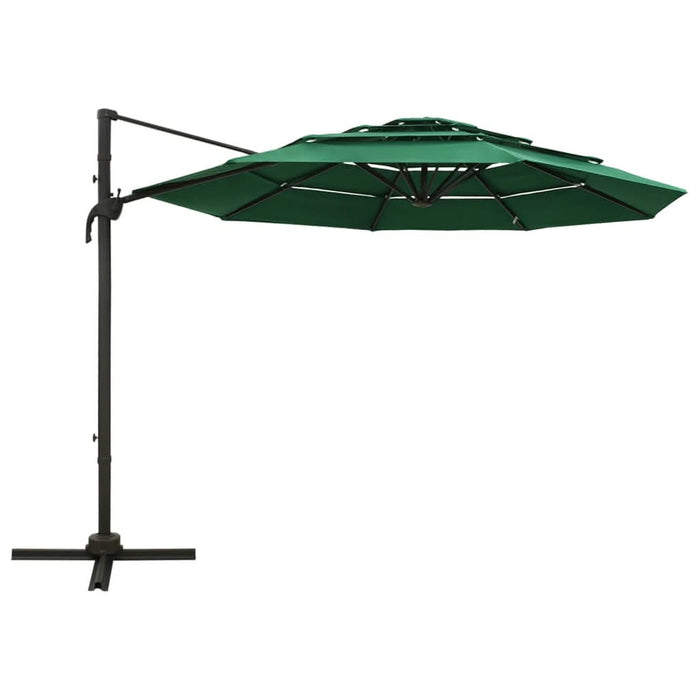 Umbrelă de soare 4 niveluri, stâlp de aluminiu, verde, 3x3 m - WALTI WALTI