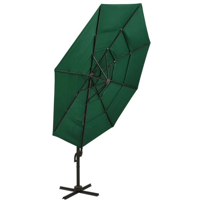 Umbrelă de soare 4 niveluri, stâlp de aluminiu, verde, 3x3 m - WALTI WALTI