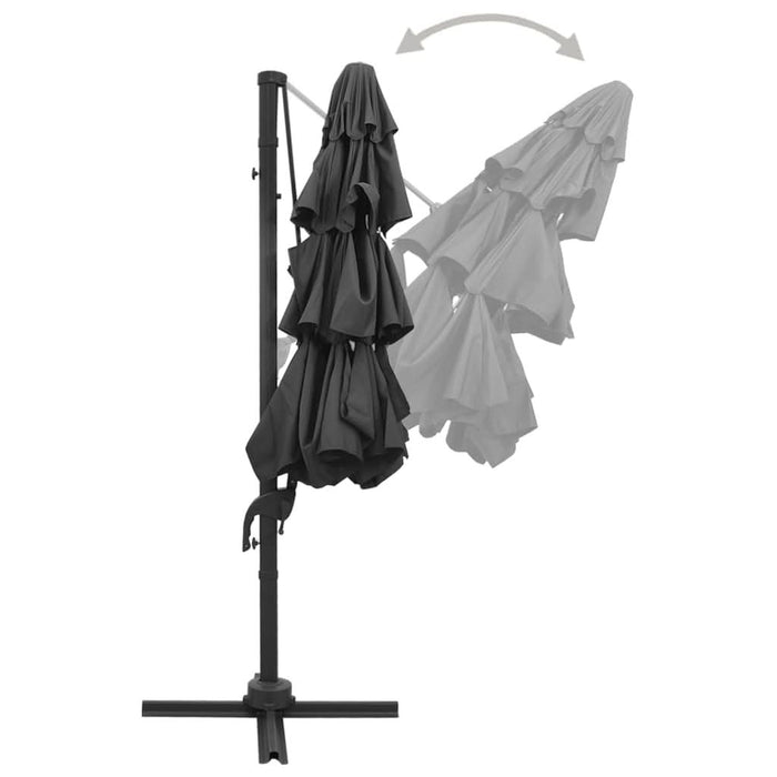 Umbrelă de soare 4 niveluri, stâlp de aluminiu, antracit, 3x3 m - WALTI WALTI