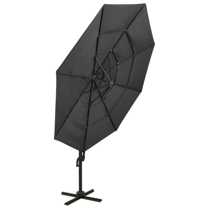 Umbrelă de soare 4 niveluri, stâlp de aluminiu, antracit, 3x3 m - WALTI WALTI