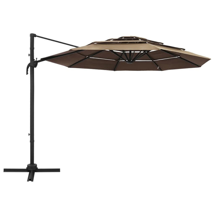 Umbrelă de soare 4 niveluri, stâlp de aluminiu, gri taupe 3x3 m - WALTI WALTI