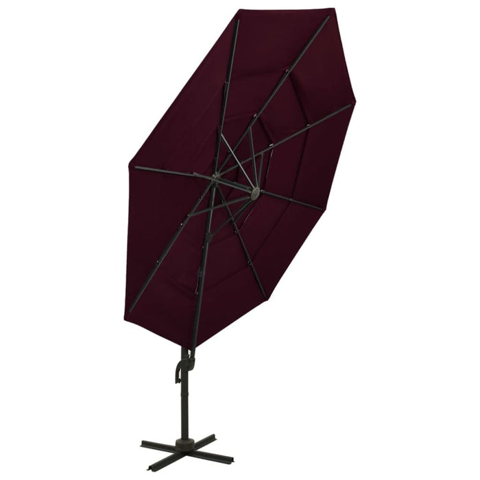 Umbrelă de soare 4 niveluri, stâlp aluminiu, roșu bordo, 3x3 m - WALTI WALTI