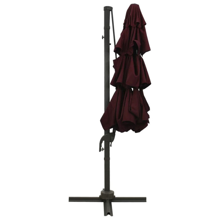 Umbrelă de soare 4 niveluri, stâlp aluminiu, roșu bordo, 3x3 m - WALTI WALTI