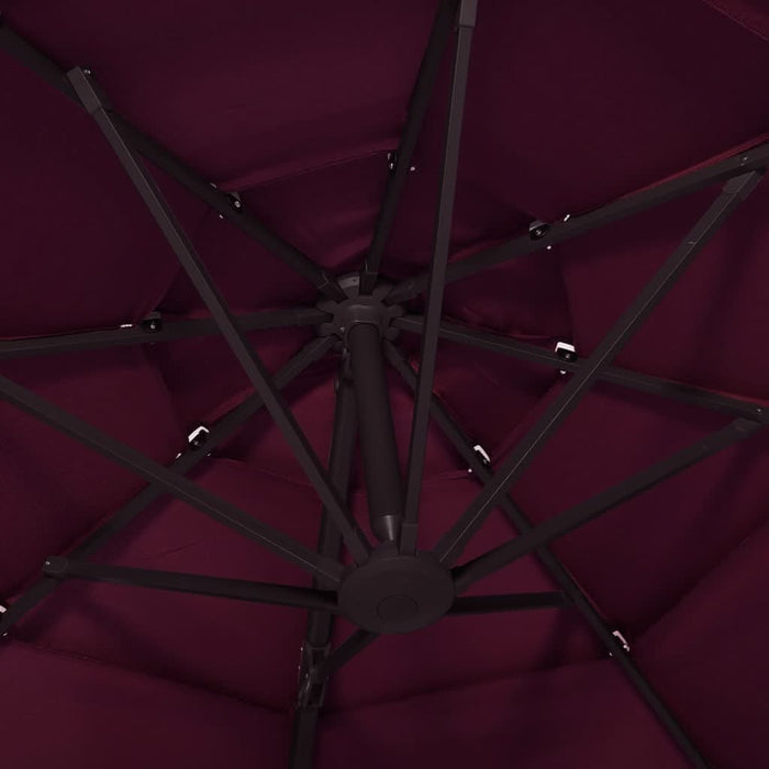 Umbrelă de soare 4 niveluri, stâlp aluminiu, roșu bordo, 3x3 m - WALTI WALTI